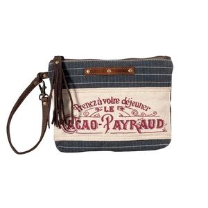 Myra canvas leather floral zipper pouch wristlet/ makeupbag/cellphone NWT